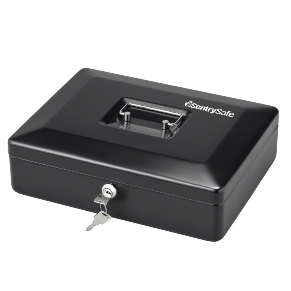 Black Steel Cash Box with Key Lock